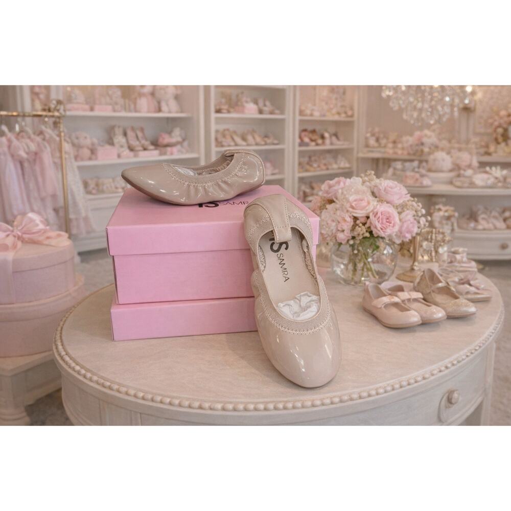 Yosi Samra Blush Pink Patent Ballet Flats Toddler Girls Size 12M NIB Chic Girly